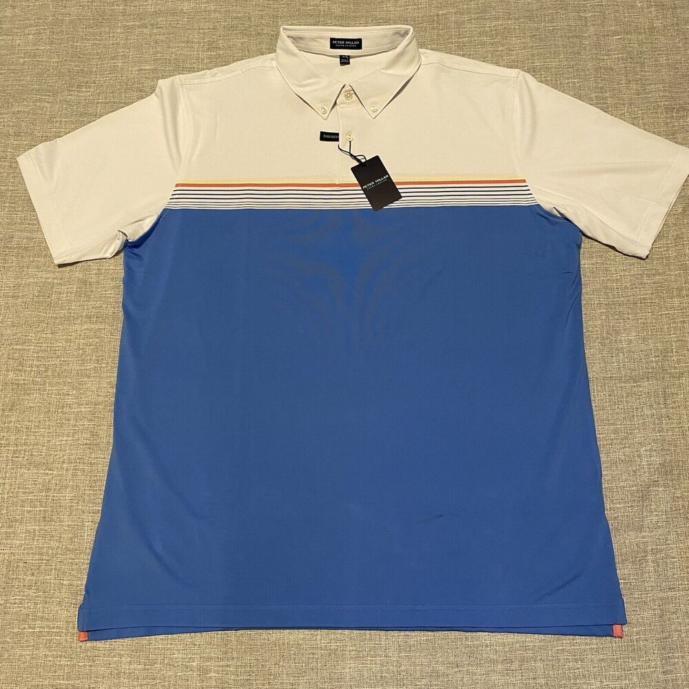 Peter Millar Polo Mens 2XL Sunshine Crown Crafted Tailored Fit Shirt Golf